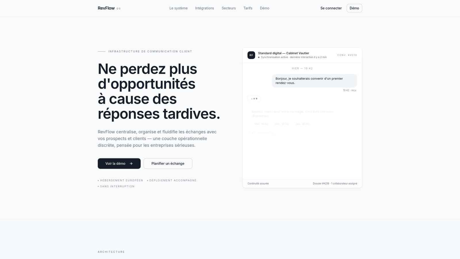 RevFlow OS : Infrastructure de communication client